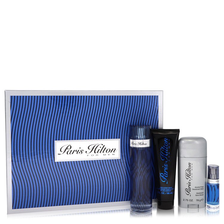 Paris Hilton by Paris Hilton Gift Set — 3.4 oz  Eau De Toilette Spray + 3 oz Body Wash + 2.75 oz Deodorant Stick + .25 Mini EDT Spray for Men