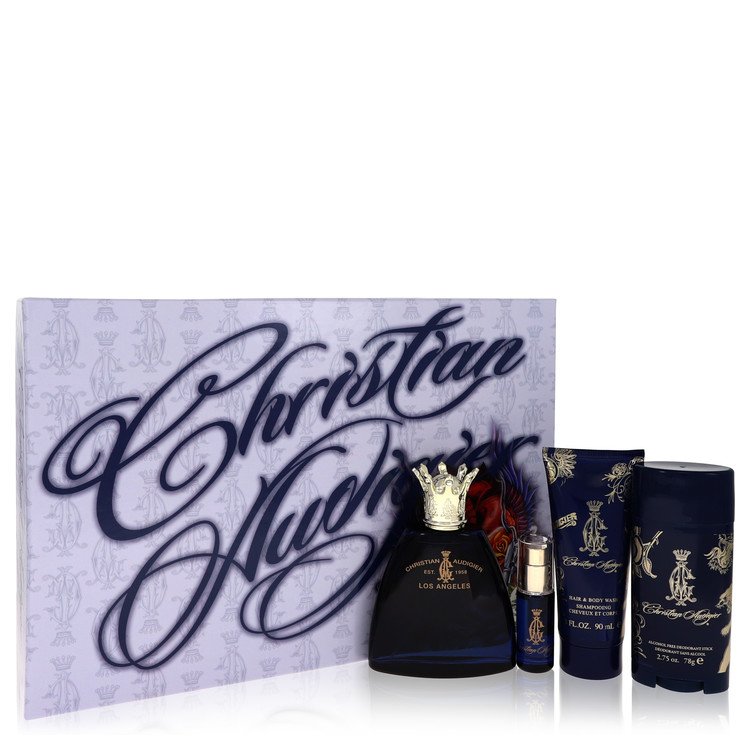 Christian Audigier by Christian Audigier Gift Set — 3.4 oz Eau De Toilette Spray + .25 oz MIN EDT + 3 oz Body Wash + 2.75 Deodorant Stick for Men