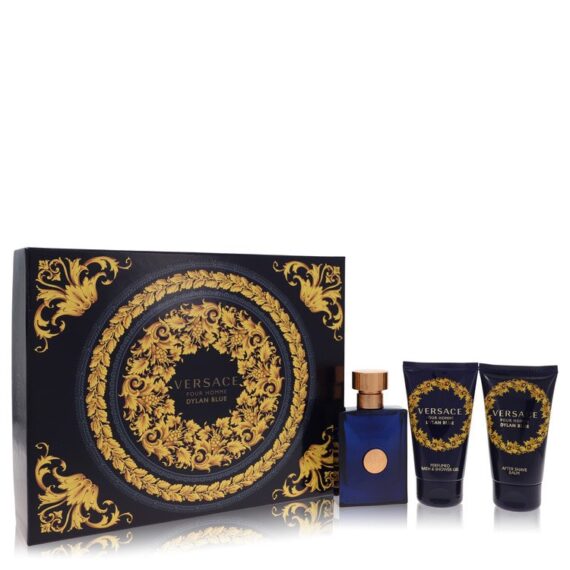 Versace Pour Homme Dylan Blue by Versace Gift Set -- 1.7 oz Eau De Toilette Spray + 1.7 oz After Shave Balm + 1.7 oz Shower Gel for Men