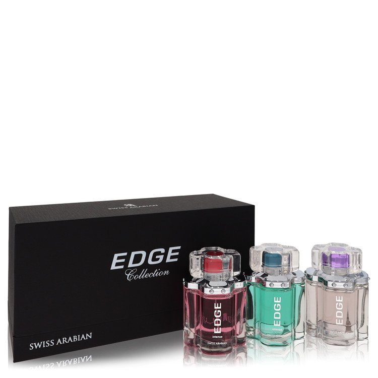 Edge Intense by Swiss Arabian Gift Set — Edge 3.4 oz Eau De Parfum Spray for Women + Edge Intense 3.4 oz Eau De Parfum Spray for Women + Edge Intense 3.4 oz Eau De Toilette Spray for Men for Women